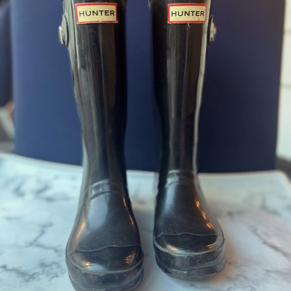 HUNTER original black rain boots, size 1 youth - Picture 1 of 3